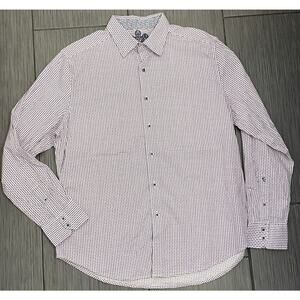 Robert Graham Flip Cuff Dress Shirt RN#81913 CA#26689 Checker Red/White/Blue XL